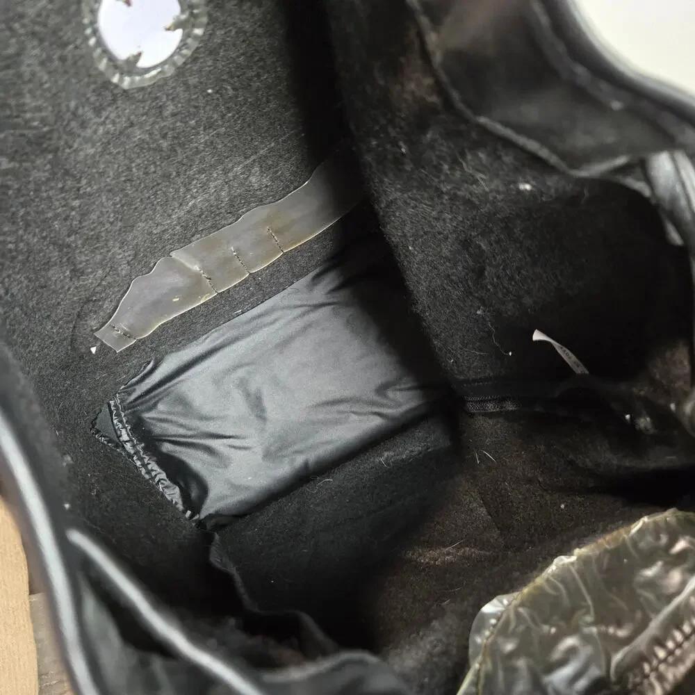 Du Monde Black Faux Leather Cinch Top Backpack Full Size Commuter Travel‎